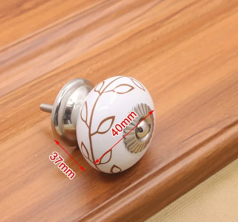Hand-Painted Ceramic Cabinet Knob for Cottage Decor