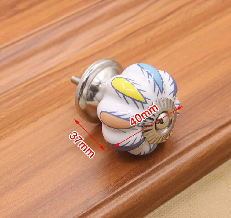 Hand-Painted Ceramic Cabinet Knob for Cottage Decor