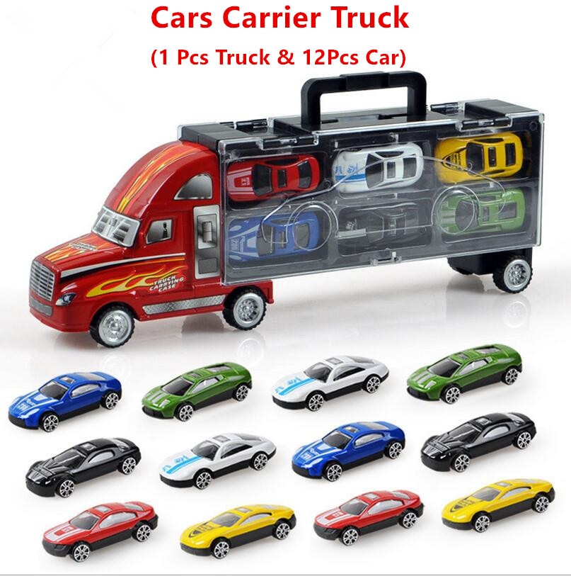 13-Piece Car Carrier Truck Toy Set for Pretend Play
