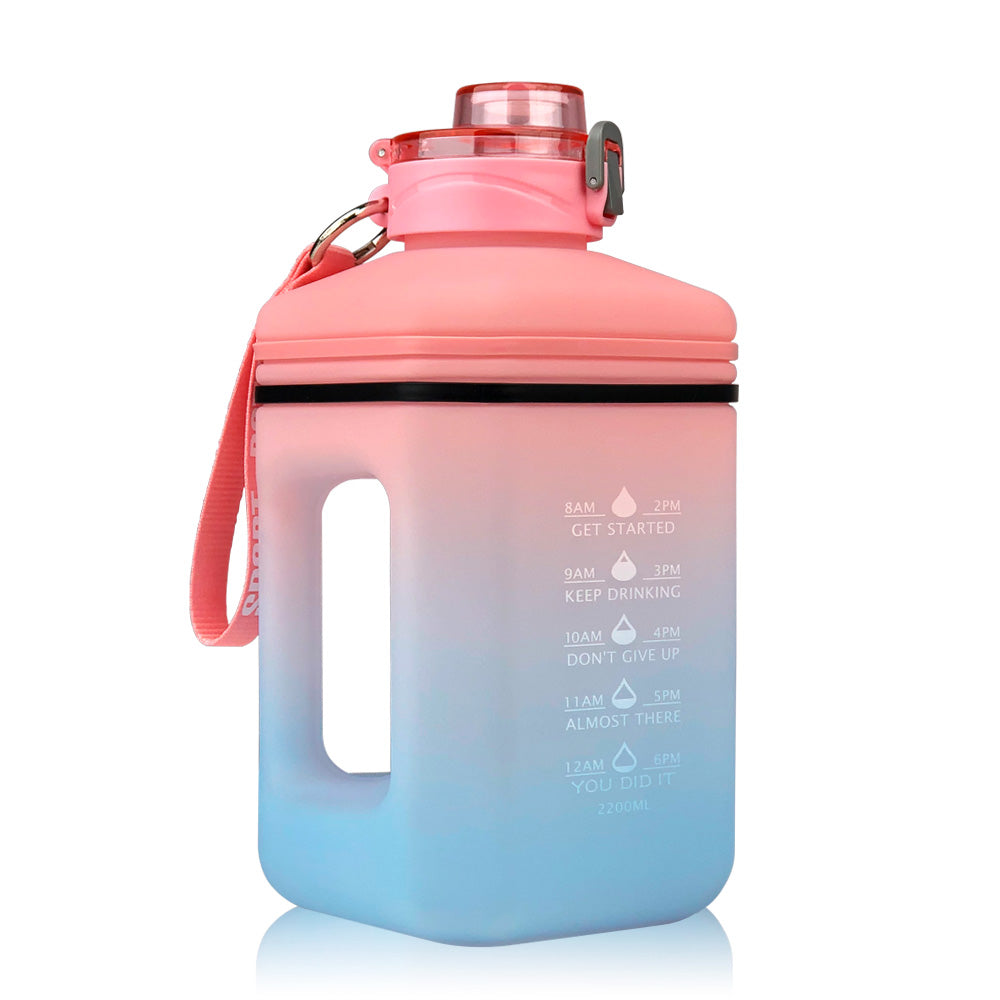 2.2L Sports Water Bottle with Time Markers and Handle