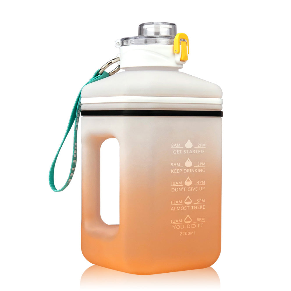 2.2L Sports Water Bottle with Time Markers and Handle