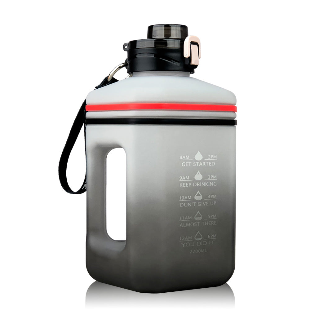 2.2L Sports Water Bottle with Time Markers and Handle