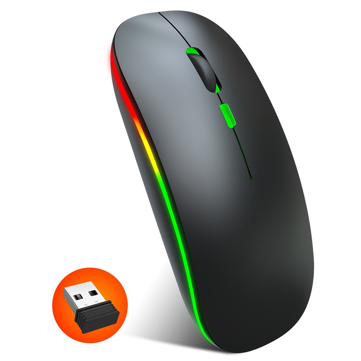 Silent Wireless Mouse with 7-Color Light for Desk