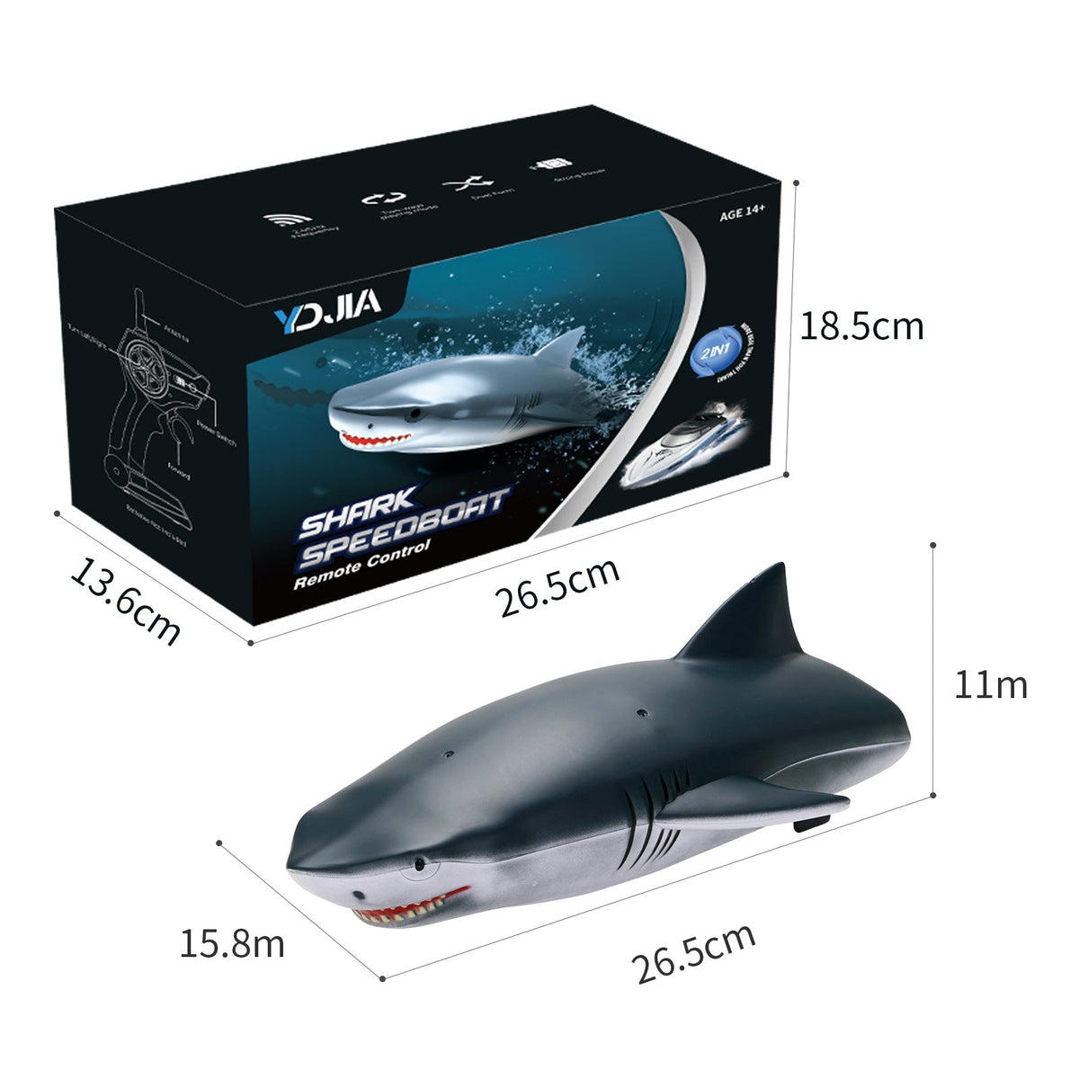 Remote Control Shark Boat With Dual-Mode Water Play