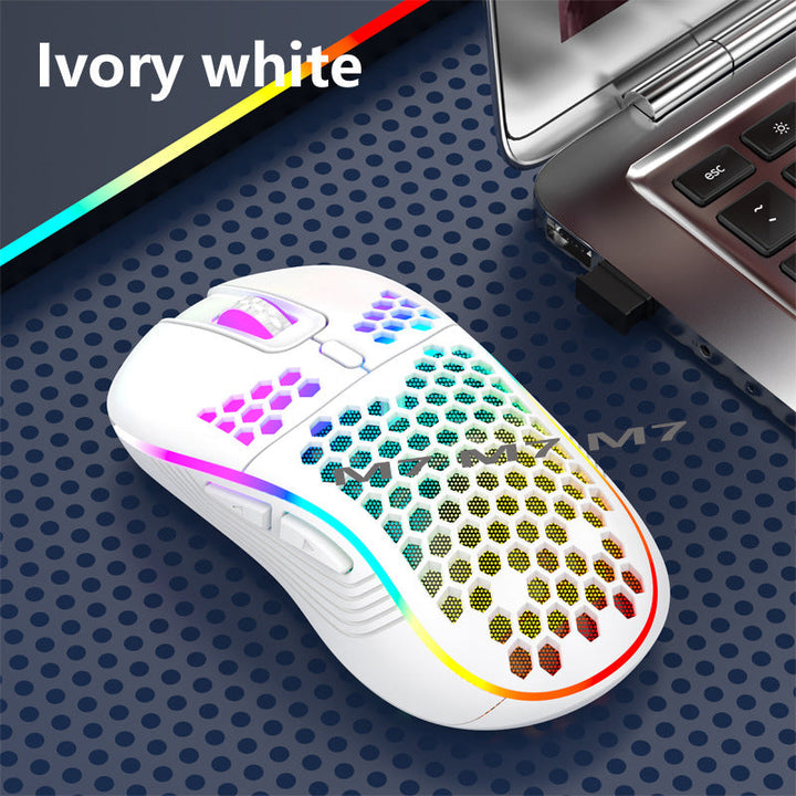 Lightweight Wireless Gaming Mouse with RGB Honeycomb