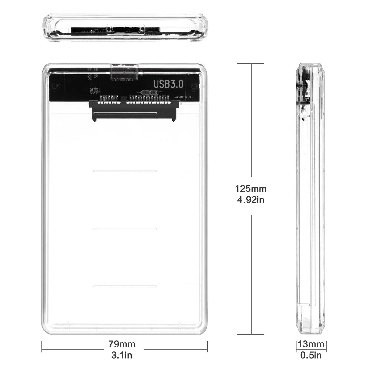 Tool-Free 2.5-Inch USB 3.0 Hard Drive Enclosure Case