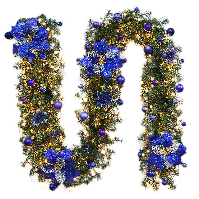 2.7M LED Christmas Garland – Pre-Decorated Holiday Glow