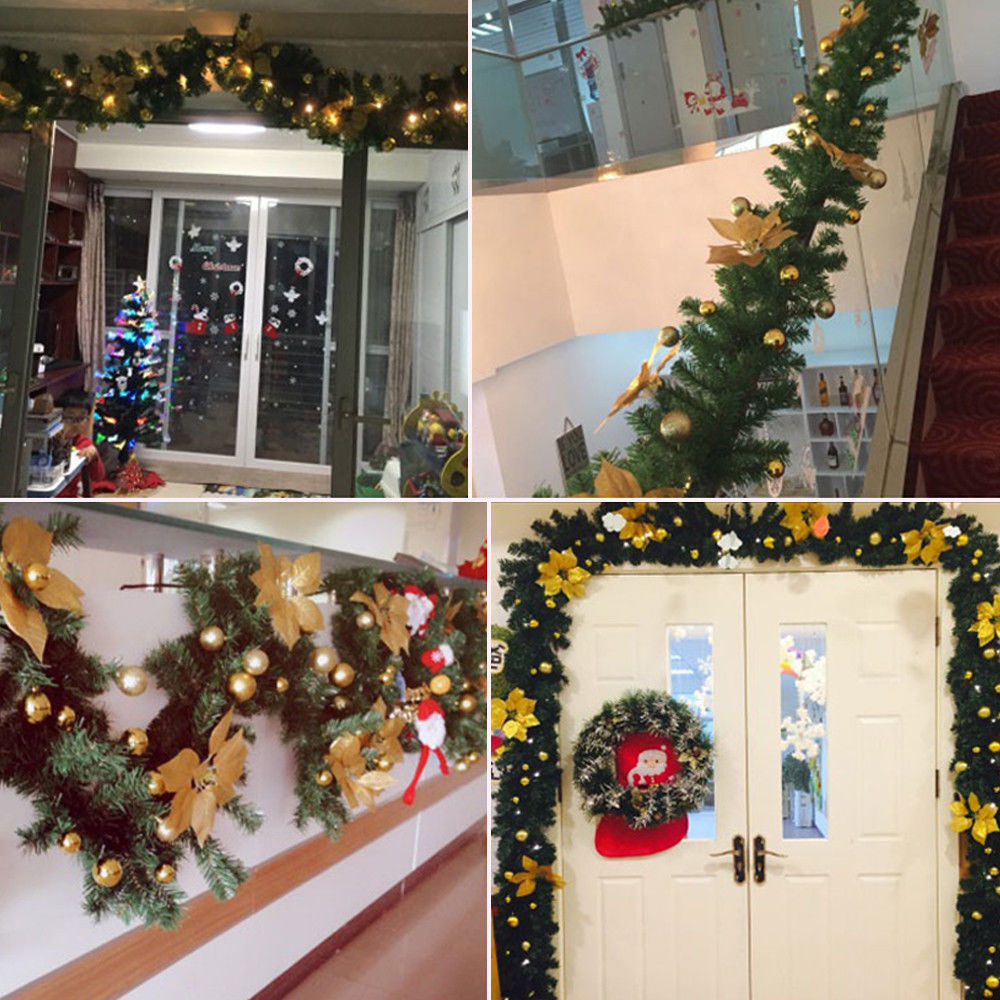 2.7M LED Christmas Garland – Pre-Decorated Holiday Glow