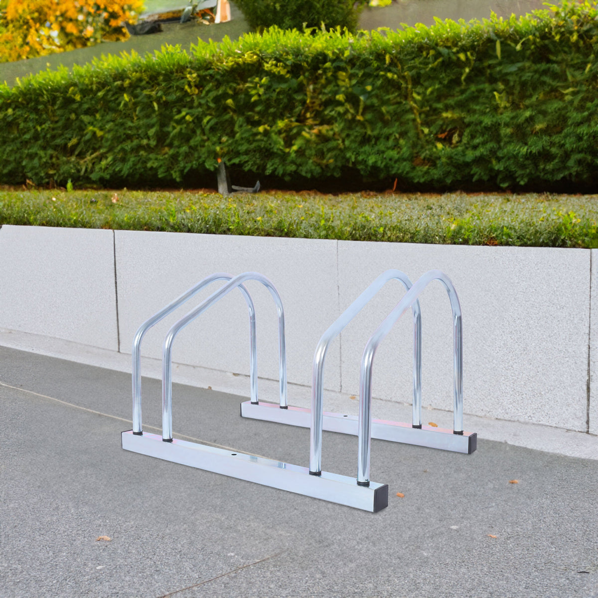 Galvanized Bike Floor Rack for 2 Bikes, 22-28 in Wheels