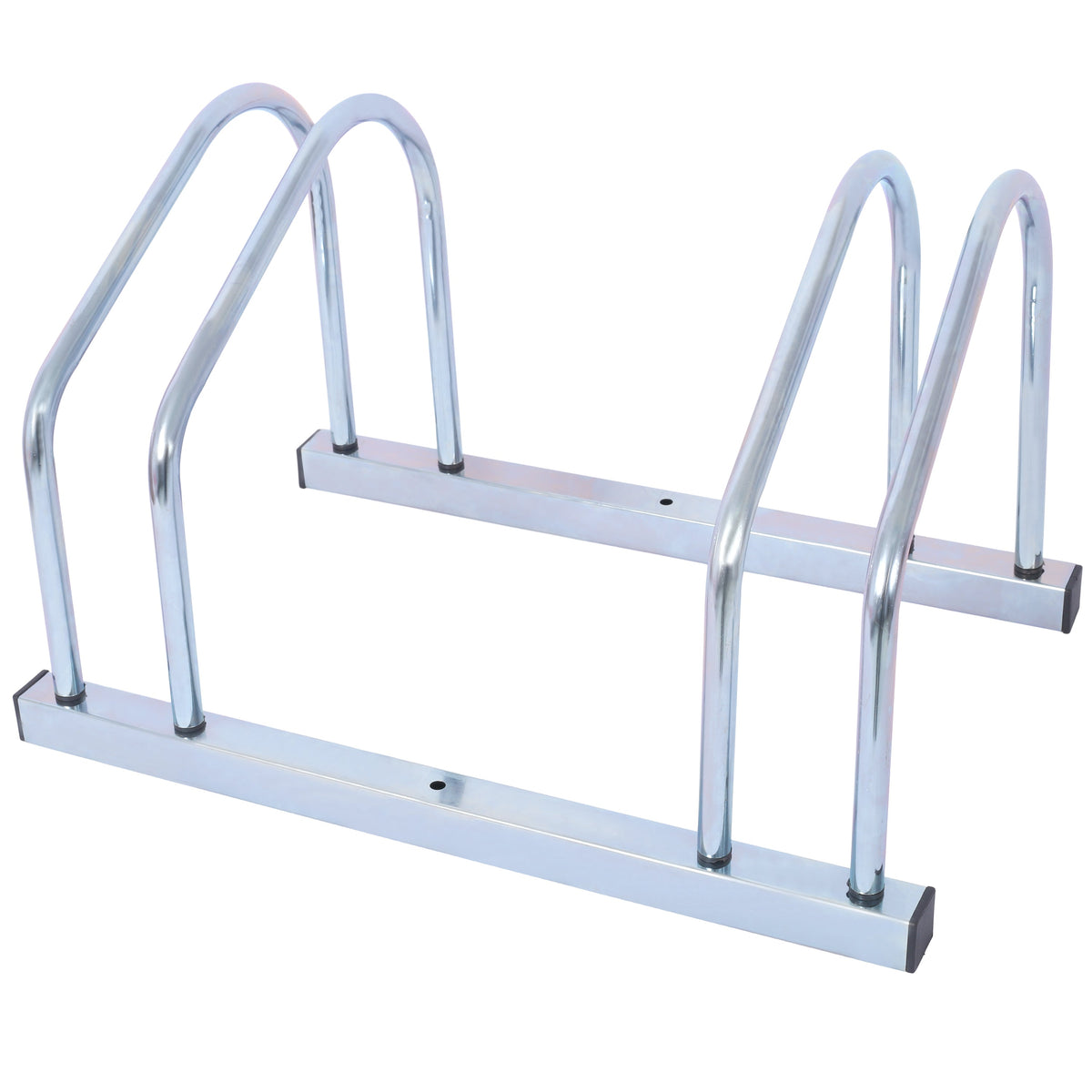Galvanized Bike Floor Rack for 2 Bikes, 22-28 in Wheels