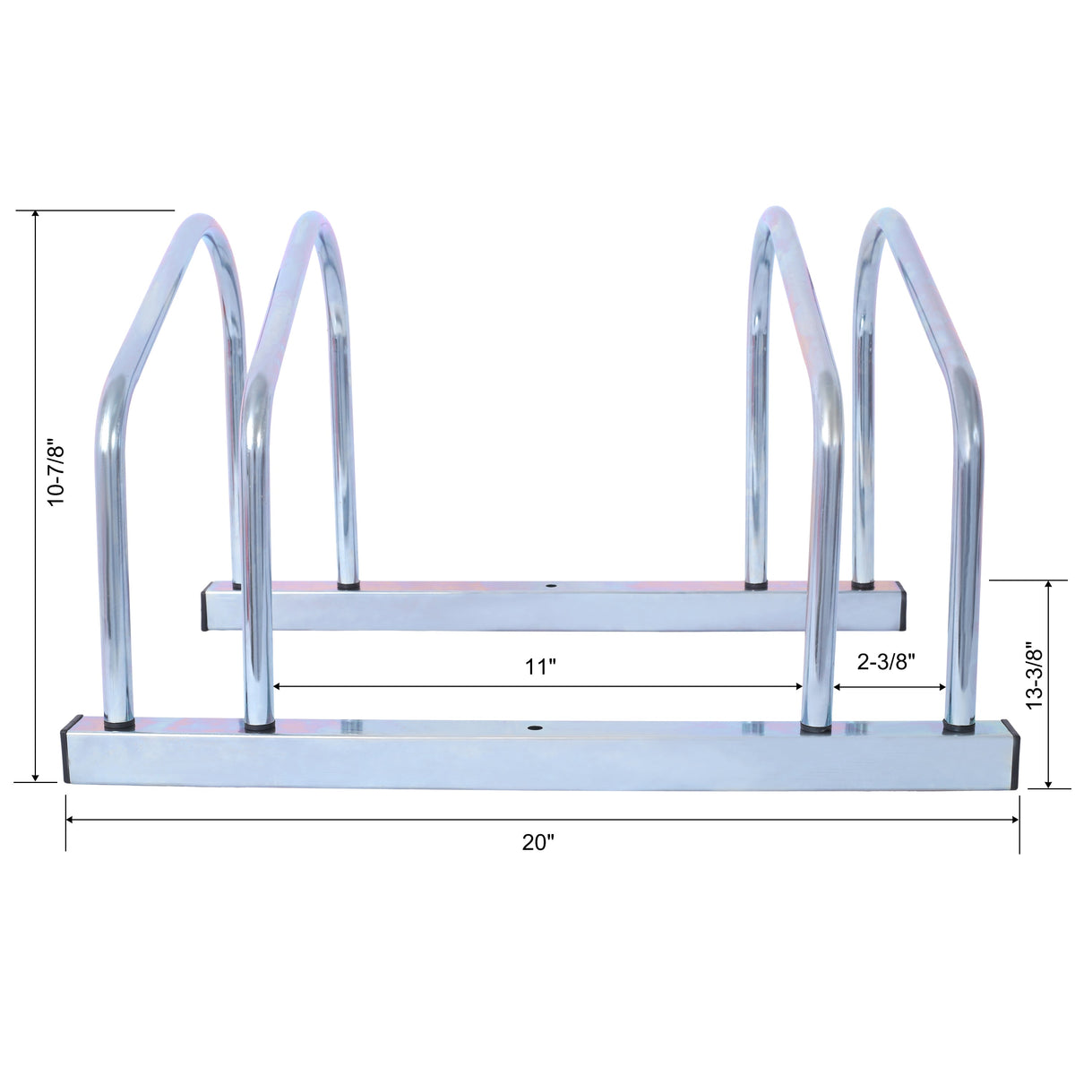 Galvanized Bike Floor Rack for 2 Bikes, 22-28 in Wheels