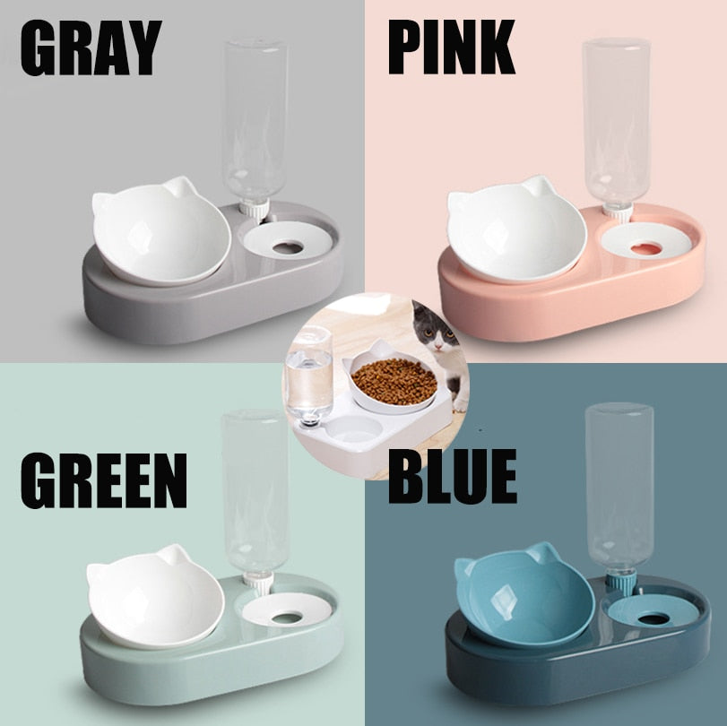 2-in-1 Cat Bowl Water Dispenser for Cats & Small Dogs