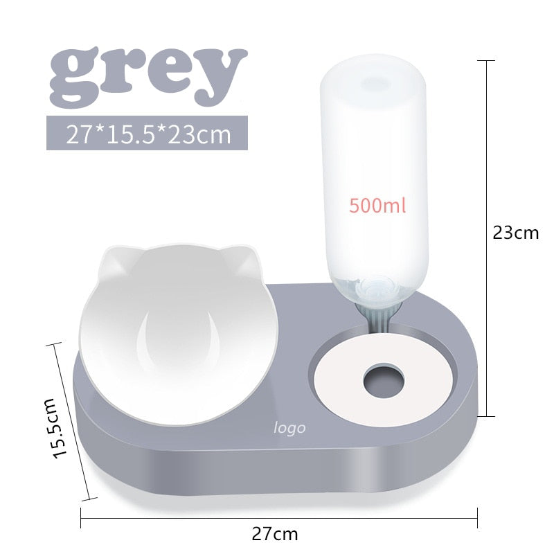 2-in-1 Cat Bowl Water Dispenser for Cats & Small Dogs