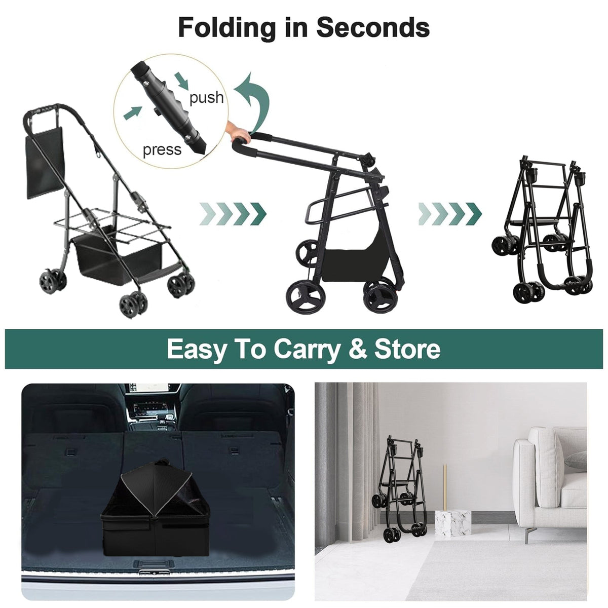 3-in-1 Pet Stroller, Carrier & Car Seat for Small Pets