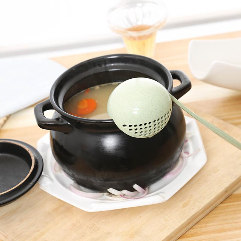 Soup Ladle and Strainer Spoon, 2-in-1 Long Handle