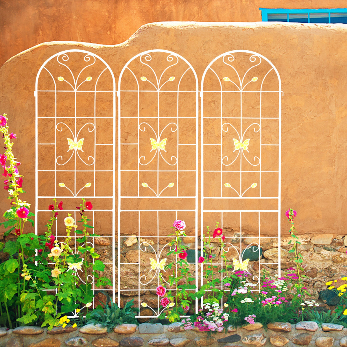 Metal Garden Trellis for Climbing Roses, Rustproof 2-Pack