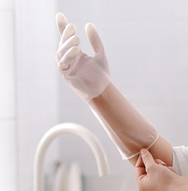 Long Cuff Dishwashing Gloves with Grip Palm, 2 Pairs