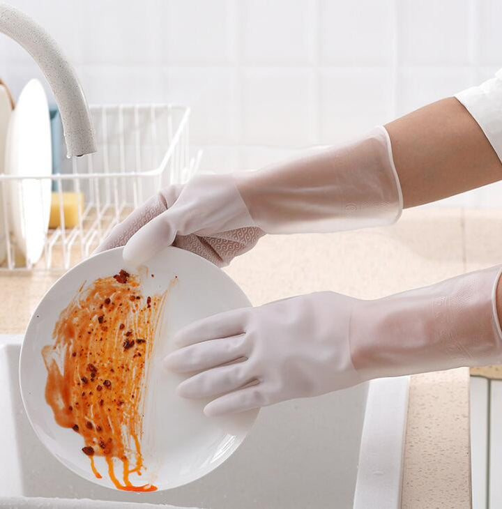 Long Cuff Dishwashing Gloves with Grip Palm, 2 Pairs