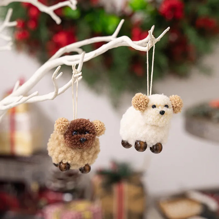 Fuzzy Puppy Ornaments Set: Cozy Holiday Tree Decor