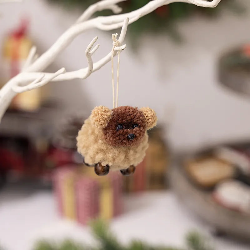 Fuzzy Puppy Ornaments Set: Cozy Holiday Tree Decor