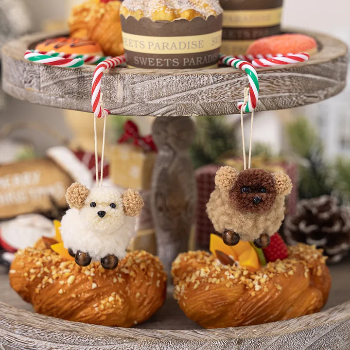 Fuzzy Puppy Ornaments Set: Cozy Holiday Tree Decor
