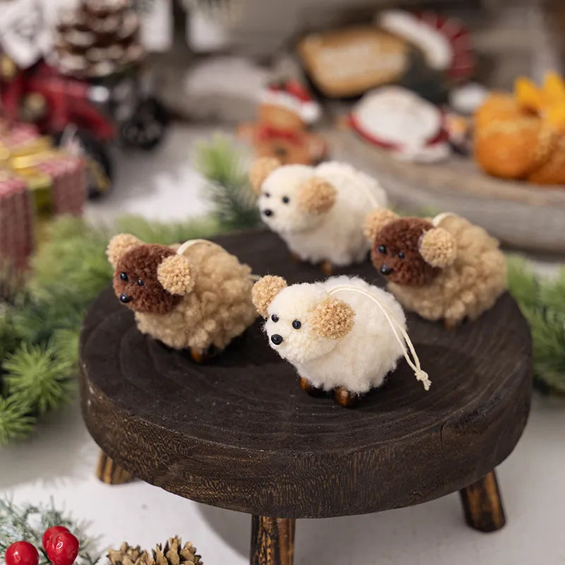 Fuzzy Puppy Ornaments Set: Cozy Holiday Tree Decor