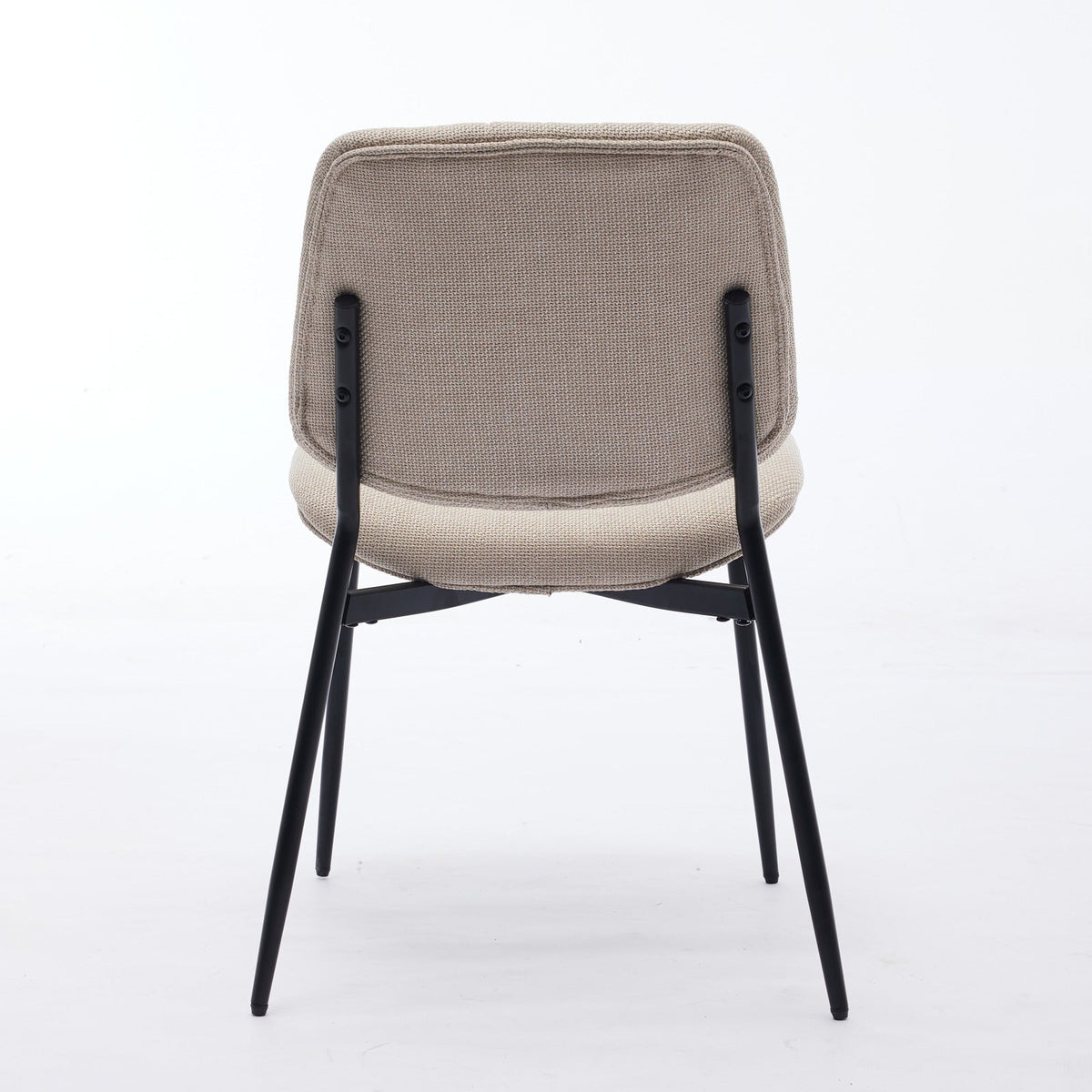 Retro Linen Dining Chair Set of 2 with Padded Curved Back