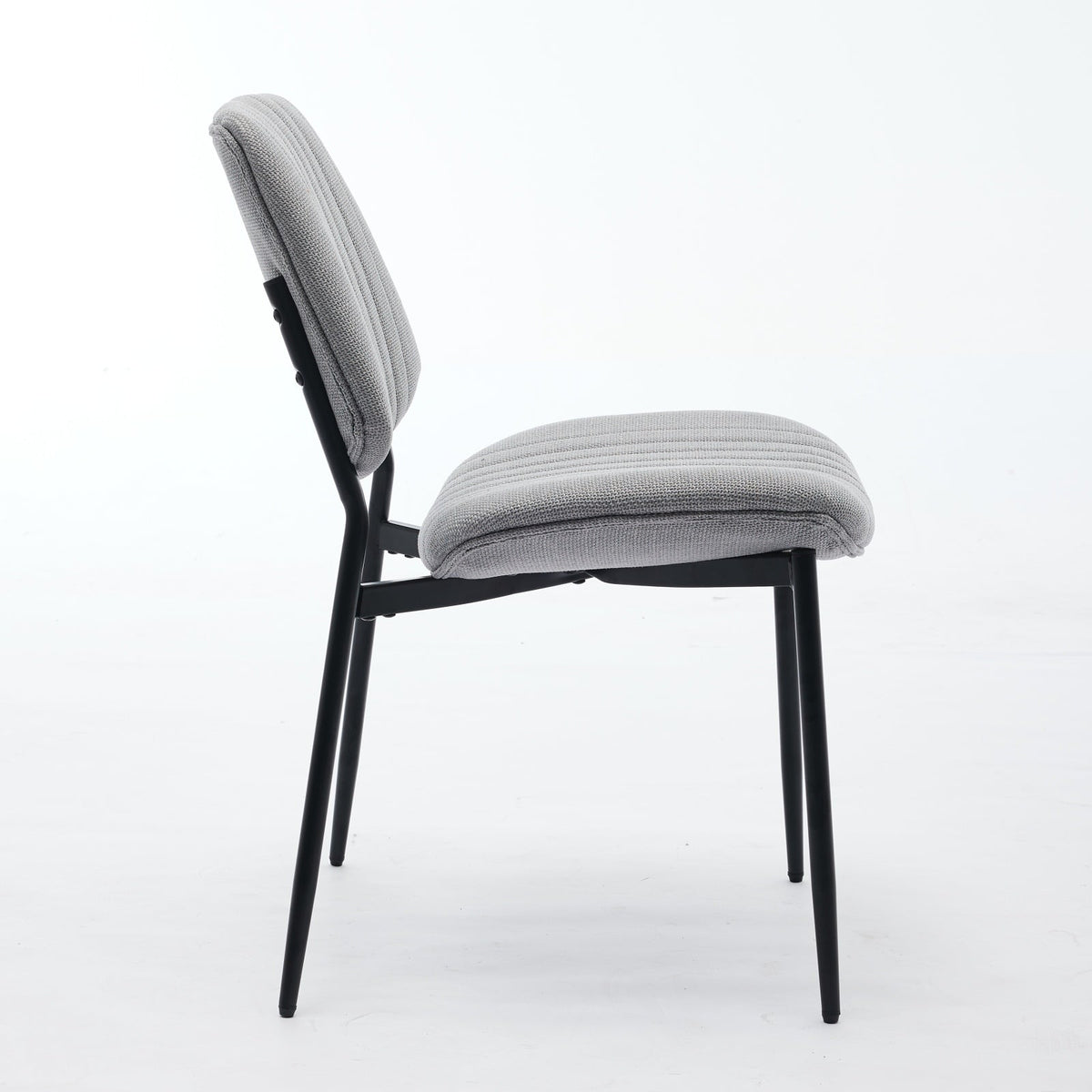 Linen Dining Chair Set, Retro Gray Curved Backrest