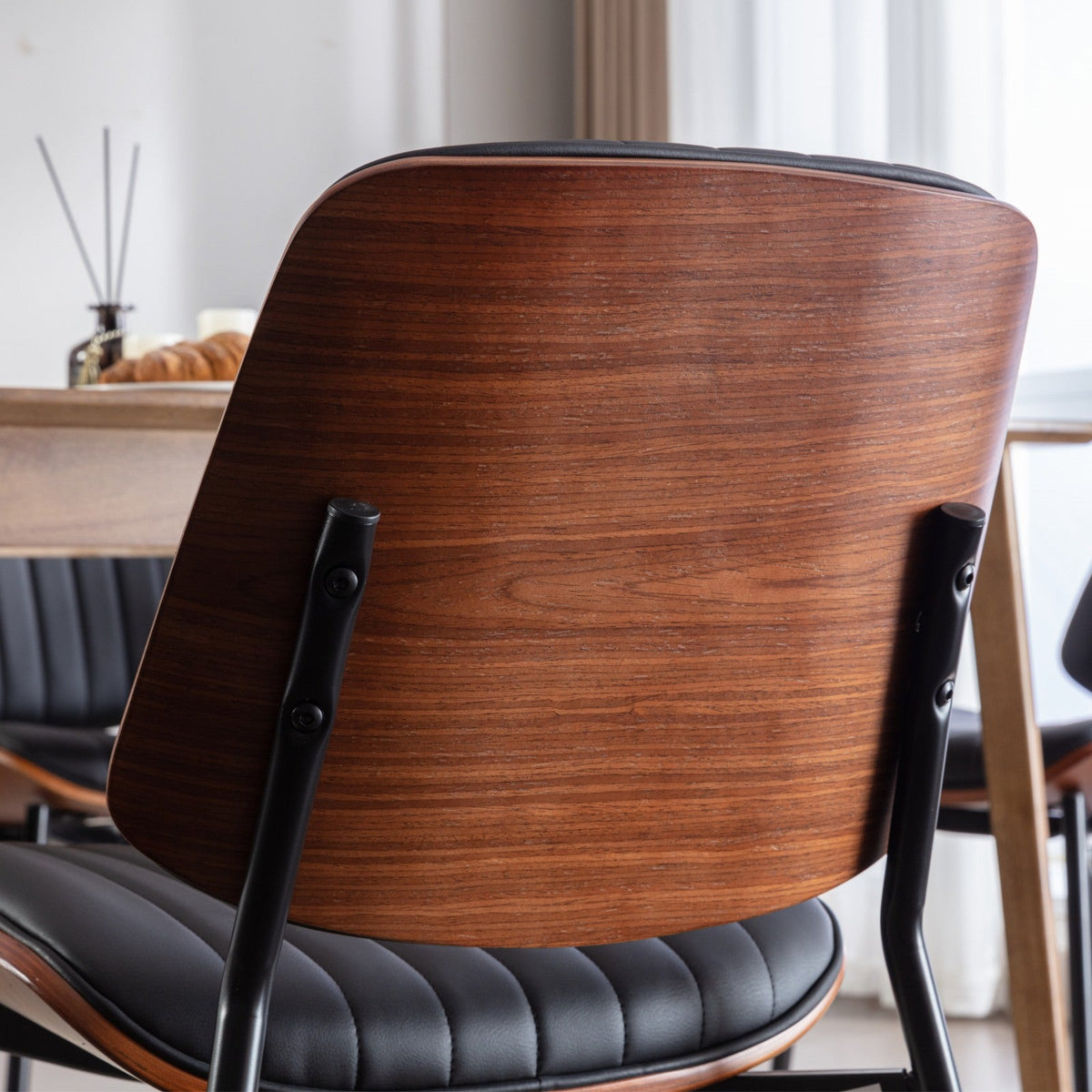 Retro Mid-Century Dining Chair Set with Curved Back