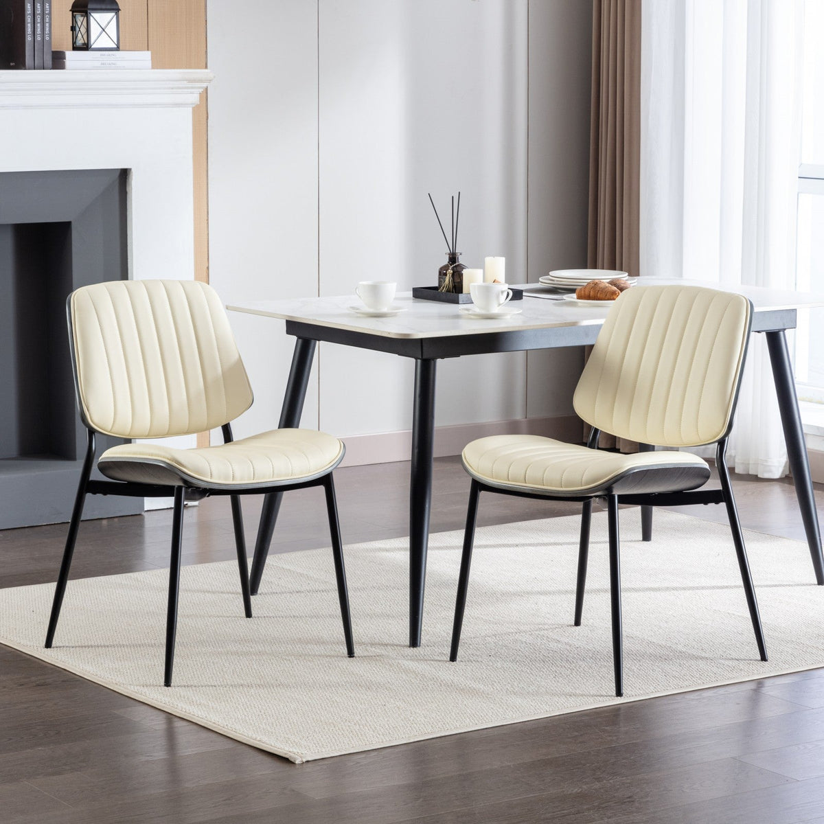 Retro Dining Chairs Set of 2 with Curved Wood Back