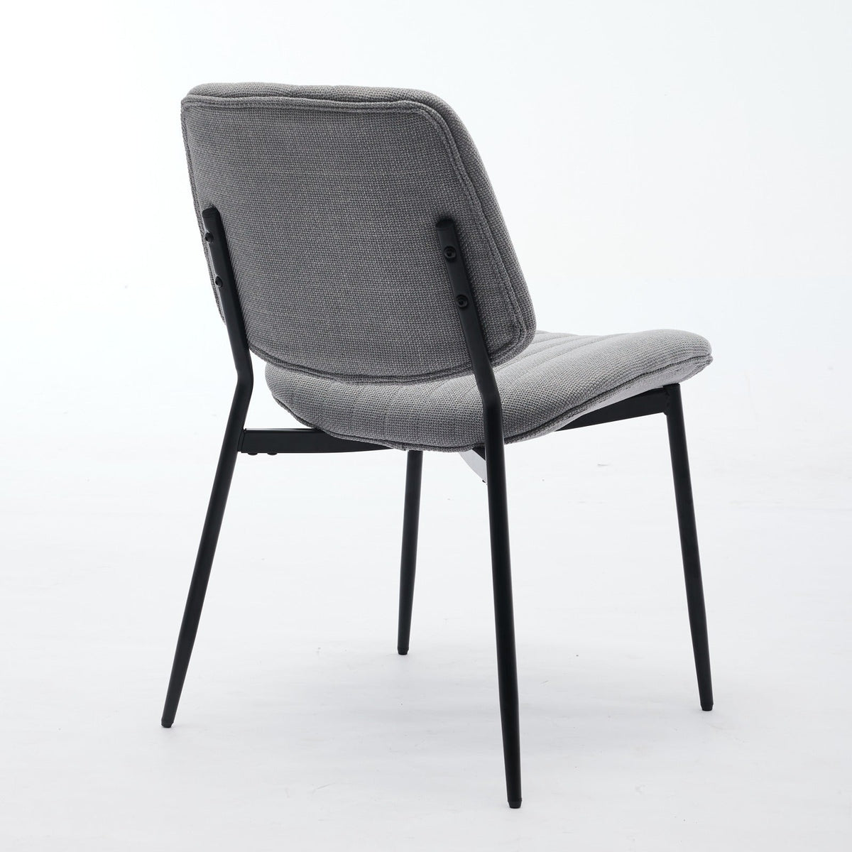 Linen Dining Chair Set, Retro Gray Curved Backrest
