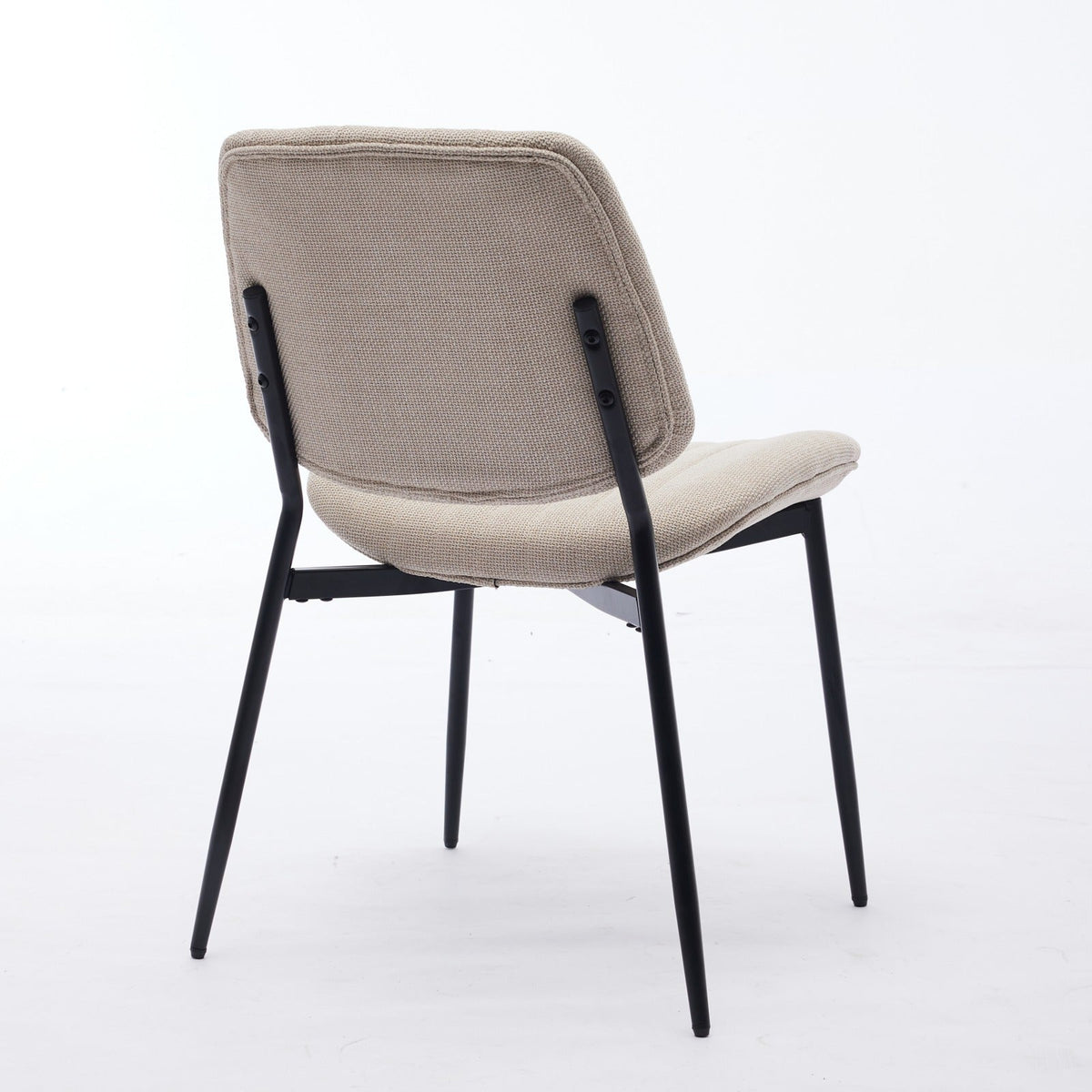 Retro Linen Dining Chair Set of 2 with Padded Curved Back