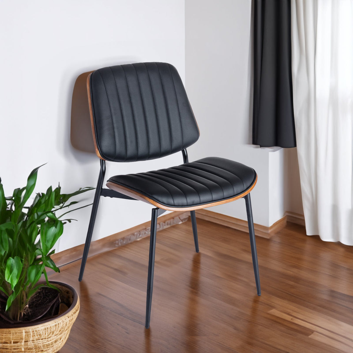 Retro Mid-Century Dining Chair Set with Curved Back