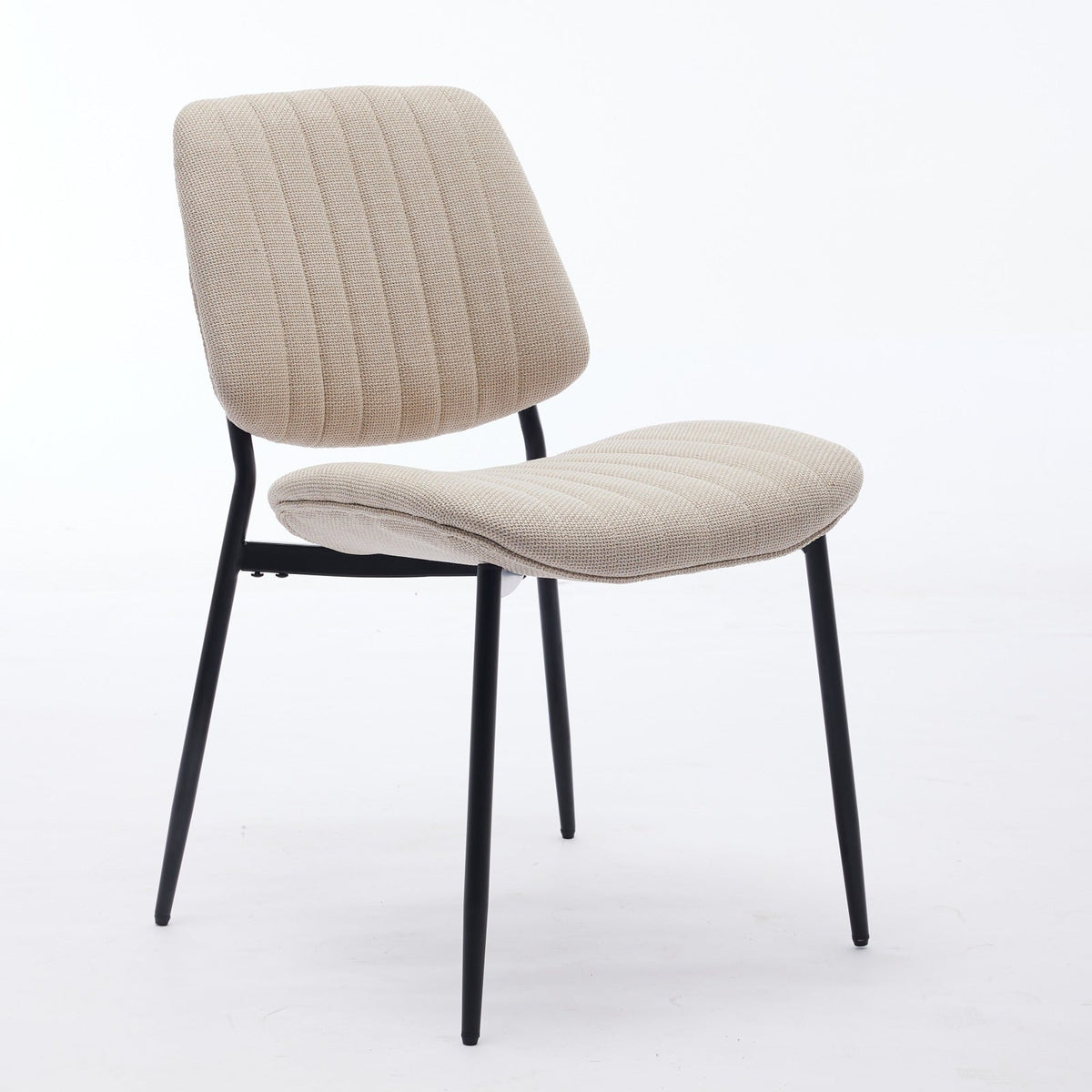 Retro Linen Dining Chair Set of 2 with Padded Curved Back
