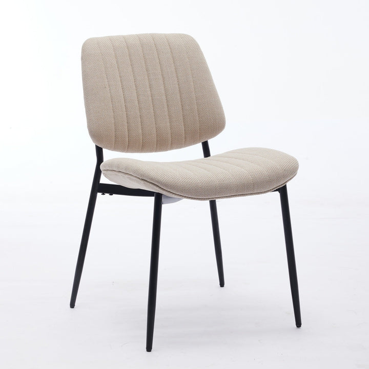Retro Linen Dining Chair Set of 2 with Padded Curved Back
