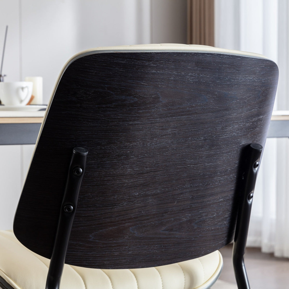 Retro Dining Chairs Set of 2 with Curved Wood Back
