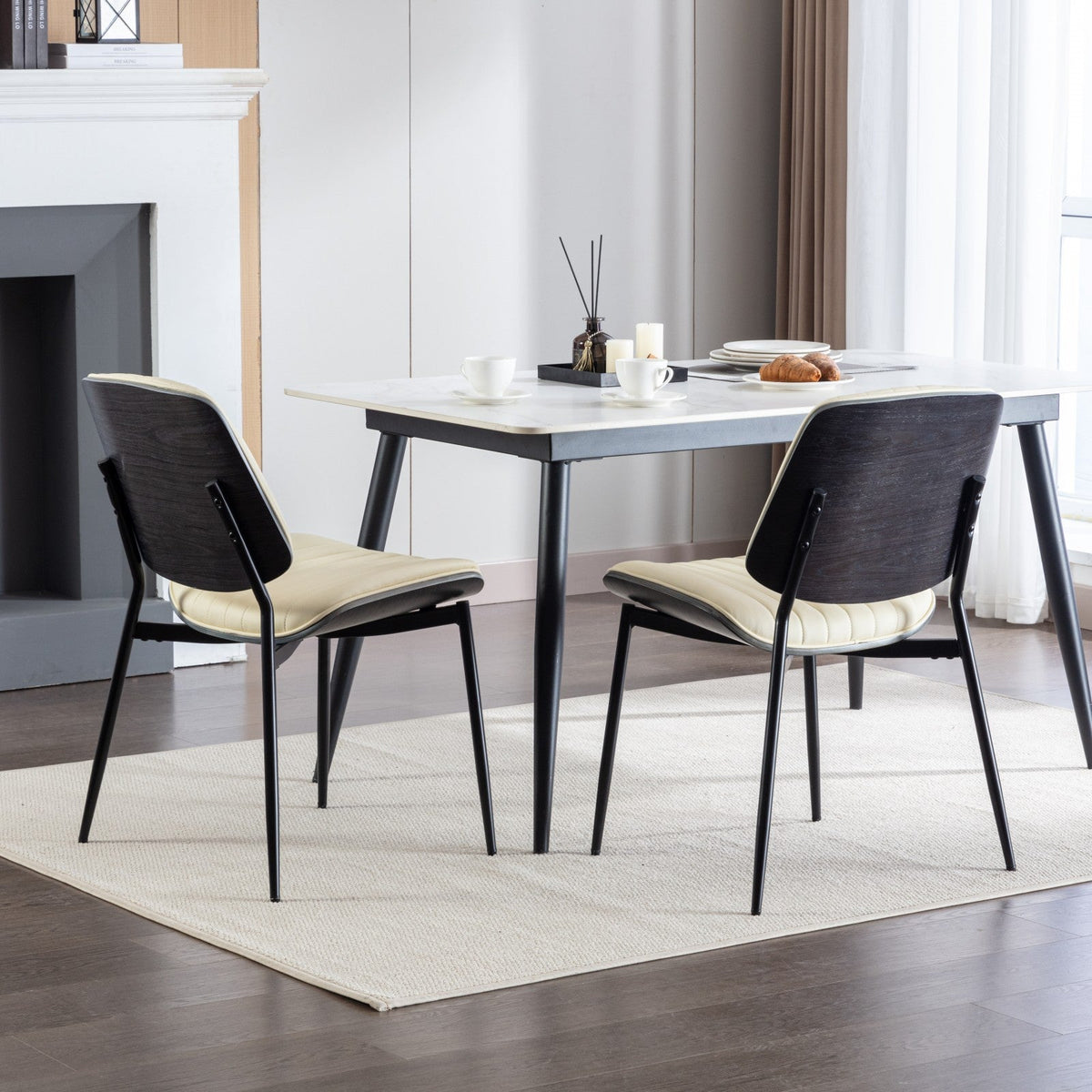 Retro Dining Chairs Set of 2 with Curved Wood Back