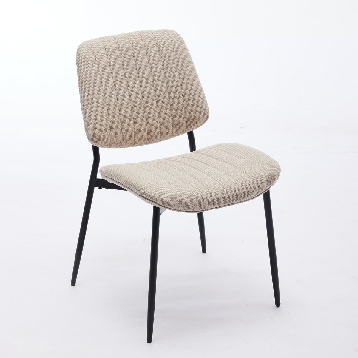 Retro Linen Dining Chair Set of 2 with Padded Curved Back
