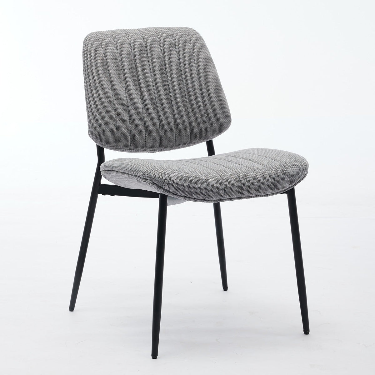 Linen Dining Chair Set, Retro Gray Curved Backrest