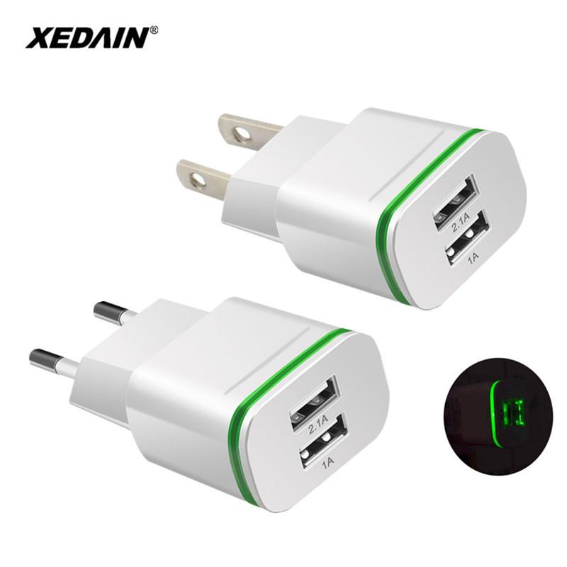 Dual USB Wall Charger with LED Light 2.1A