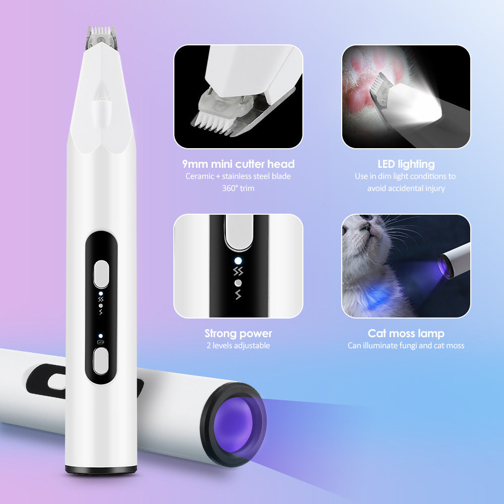 Cat Paw Hair Trimmer with LED and UV Inspection Light