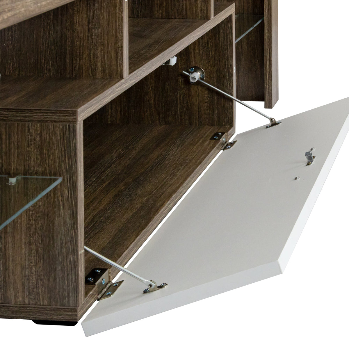 Brown TV Stand with LED Lights for 32 to 55 Inch TVs