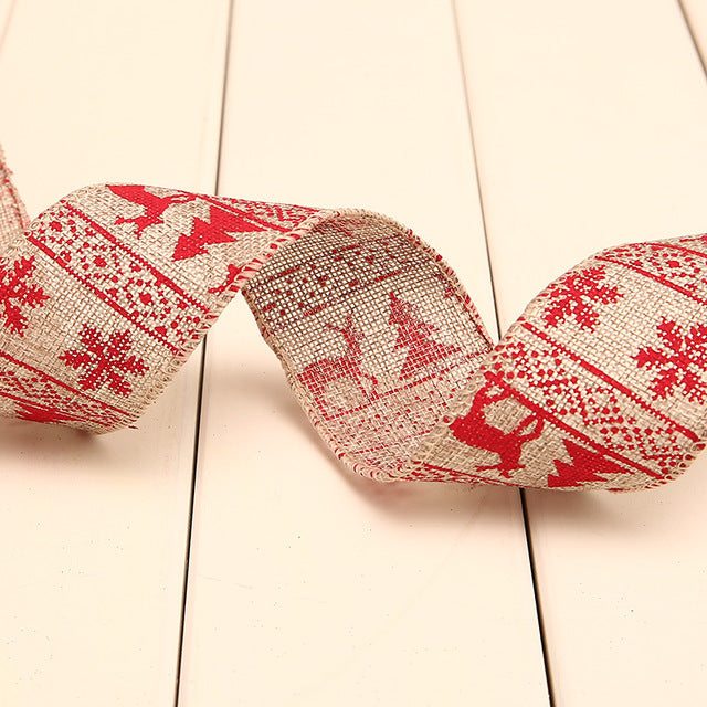 Linen Christmas Ribbon for Festive Gift Wrapping Decor