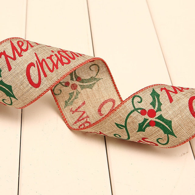 Linen Christmas Ribbon for Festive Gift Wrapping Decor
