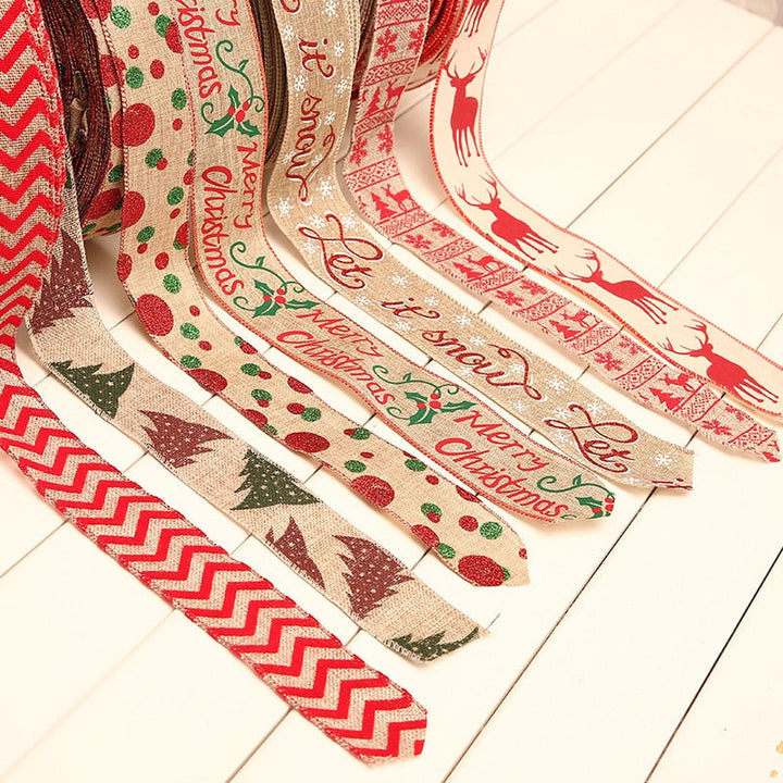 Linen Christmas Ribbon for Festive Gift Wrapping Decor