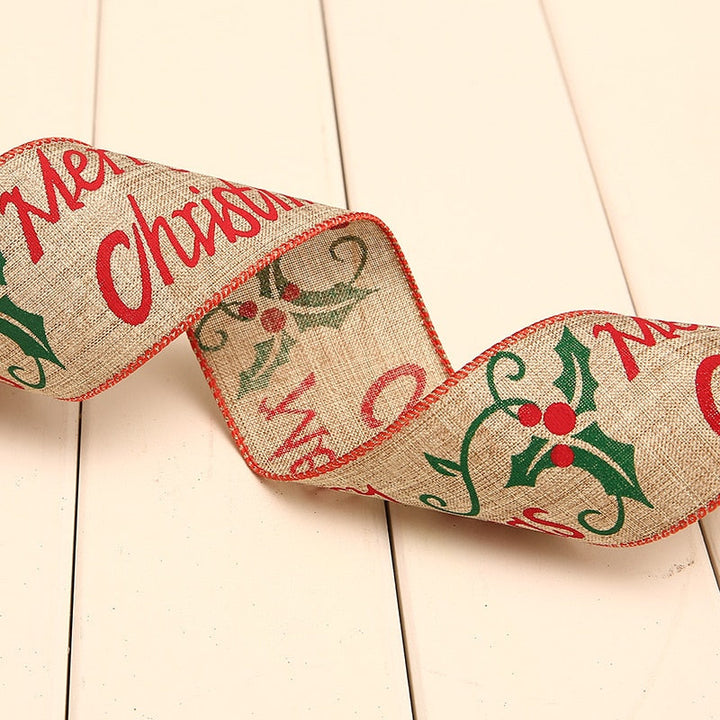 Linen Christmas Ribbon for Festive Gift Wrapping Decor