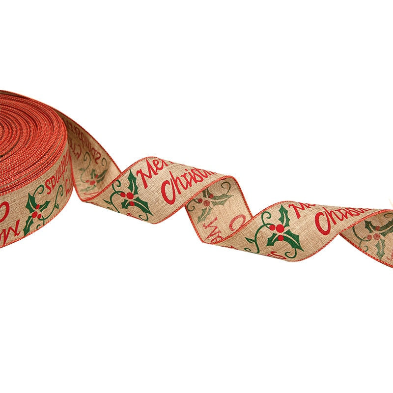 Linen Christmas Ribbon for Festive Gift Wrapping Decor