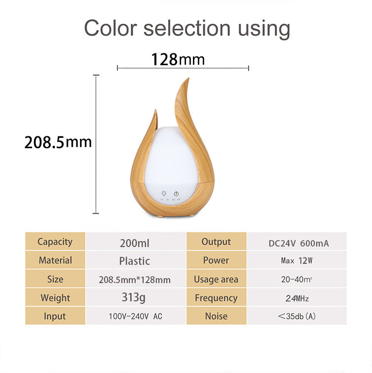 Wood Grain Ultrasonic Aroma Diffuser with LED Night Light