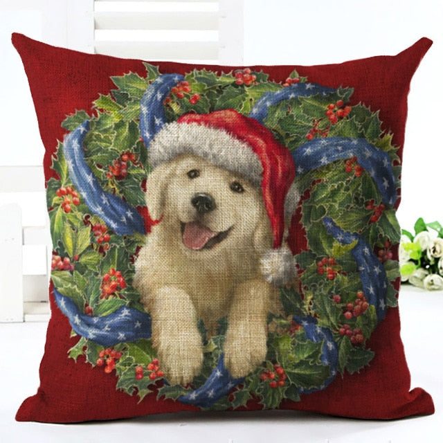 Christmas Cat & Dog Pillow Cover – Festive Sofa Decor
