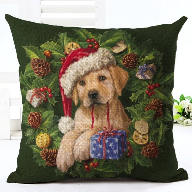 Christmas Cat & Dog Pillow Cover – Festive Sofa Decor